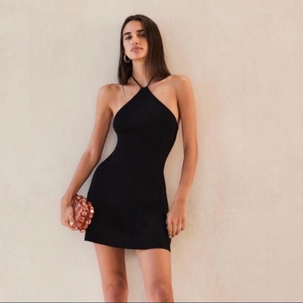Cult Gaia Leslie Knit Mini Dress in black Size Small NWT